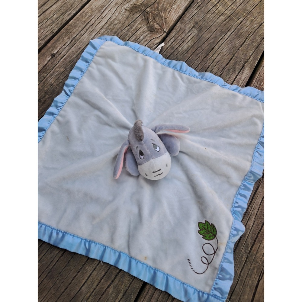 Disney Baby Eeyore Security Blanket Lovey Plush Satin Trim Blue Winnie Pooh 14 C